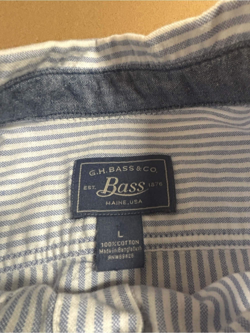 G.H. Bass & Co. Blue and White Striped Casual Button-Down Shirt